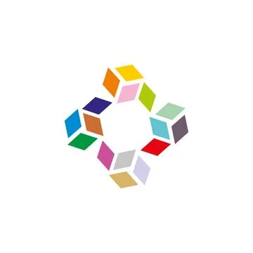 Abstract Box Stars Vector Logo Template Stock Illustration