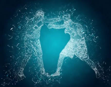 Abstract boxers in the ring. Crystal ice effect Illustrazione stock