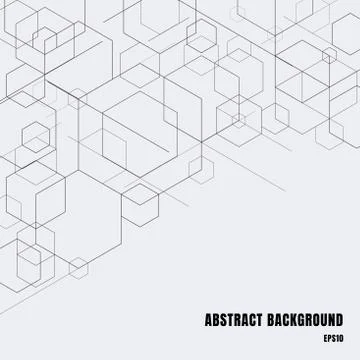 Abstract boxes black lines on gray background. Modern technology digital patt Stock Illustration