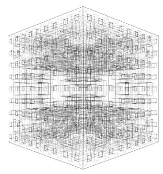 Abstract boxes outlined vector rendering of 3d Stock Illustration