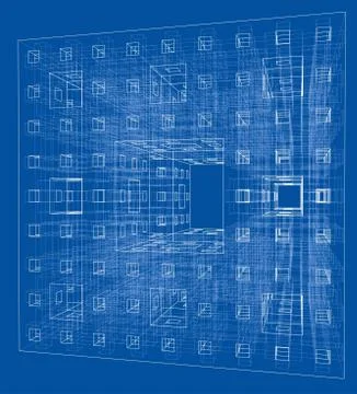 Abstract boxes outlined vector rendering of 3d Stock Illustration