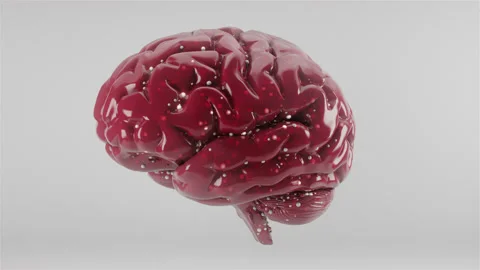 Abstract Brain 3d animation with red norons Vidéo 174280296