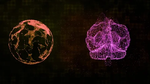 Abstract brain and plexus pattern planet floating on the dark background, as a Stock Footage 121813045