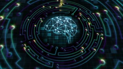 Abstract Brain Circuit Electronic Background Stock Illustration