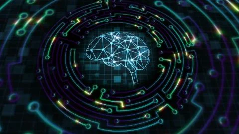 Abstract Brain Circuit Electronic Background Stock Illustration