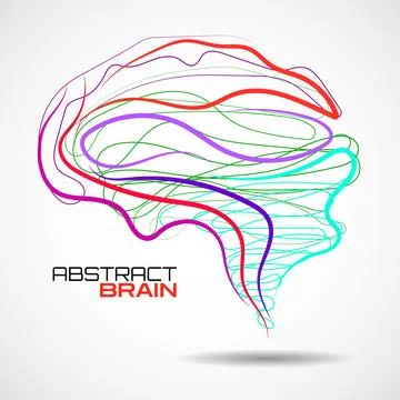 Abstract brain with colorful lines. Vector illustration Stock Illustration