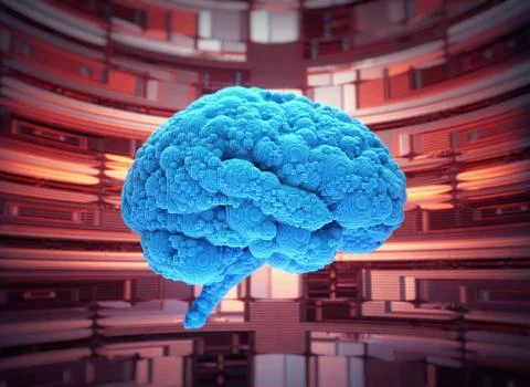 Abstract brain on futuristic background  Artificial intelligence and machin.. Illustrazione stock