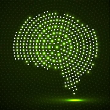 Abstract brain of glowing radial dots. Vector Stock Illustration