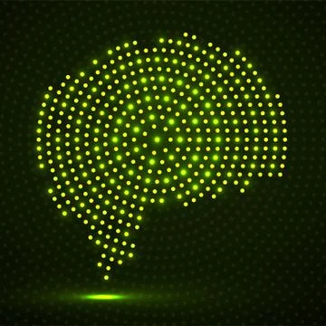 Abstract brain of glowing radial dots. Vector Stock Illustration