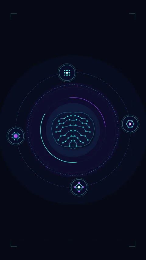 Abstract brain hologram digital interface, futuristic data network, neural .. Stock Footage 348324218