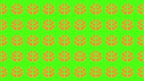 Abstract Brain Icon Pattern on Vibrant Green Screen Background Stock Footage 344875347