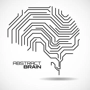 Abstract brain with lines isolated on white background. Vector illustration Stock Illustration