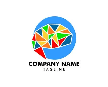 Abstract brain logo with mosaic crystal style Stock Illustration