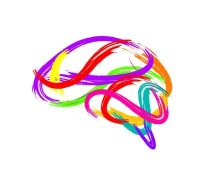 Abstract brain made of paint stroke as creative idea symbol. Icon design. Stock Illustration