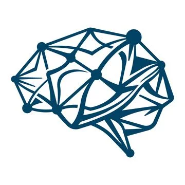 Abstract Brain Network Logo Design with Artificial Intelligence Technology Conce Stock Illustration