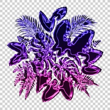 Abstract brain neural network pattern in purple and blue transparent background イラスト素材