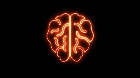 Abstract brain outlines glowing on black background. Stockbeeldmateriaal 333081020