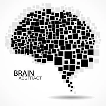 Abstract brain of squares on white background, concept artificial intelligenc Stock Illustration
