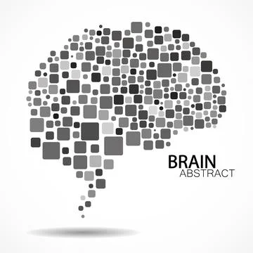 Abstract brain of squares on white background, concept artificial intelligenc Illustrazione stock