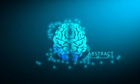 Abstract brain technology stripes lines with blue light Stock Illustration