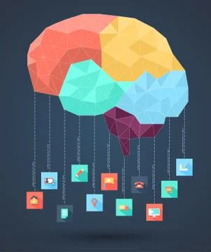 Abstract brain  template with icons Stock Illustration