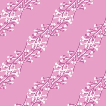 Abstract branches seamless pattern on pink background. Vintage rustic with tw イラスト素材