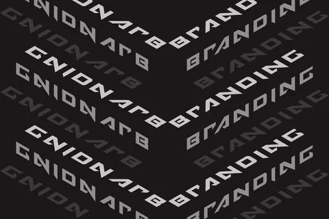 Abstract branding word pattern forming three dimensional cube design Illustrazione stock
