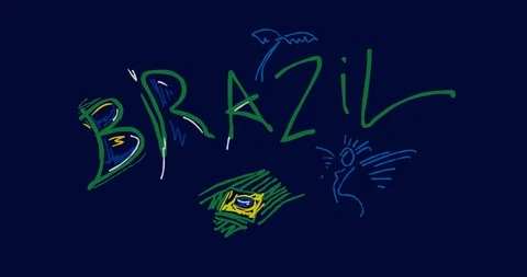 Abstract Brazil Flag 2D animation 動画素材 100342440