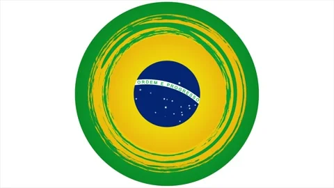 Abstract Brazil flag circle with artistic brushstroke texture and ripples Stock Footage 337170706
