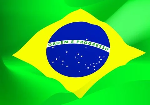 Abstract Brazil flag in the wind Stock Illustration