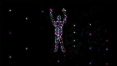 Abstract Breakdance Dancer Hologram Animation. Virtual Reality. 4K Stock Footage 202130909