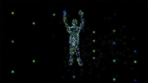 Abstract Breakdance Dancer Hologram Animation. Virtual Reality. 4K Stock Footage 202131022
