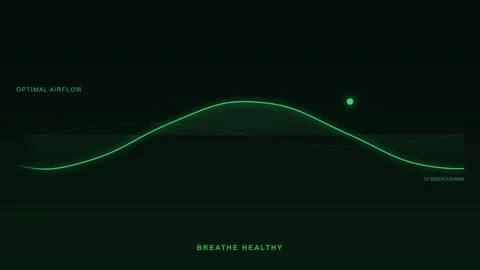 Abstract Breathing Wave Animation in Green - Optimal Airflow Health Waveform 動画素材 335259936