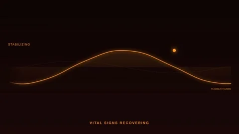 Abstract Breathing Wave Animation in Red - Critical Alert to Recovery Health 動画素材 335259934