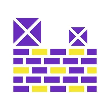 Abstract Brick Wall with Purple and Yellow Bricks Ilustración de archivo