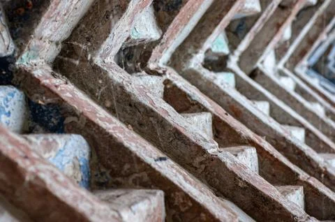 Abstract bricks background with selective focus Stock Photos