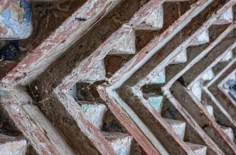 Abstract bricks background with selective focus Stock Photos