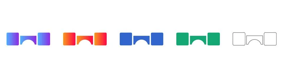 Abstract Bridge Connection Icon Set Stock Illustration