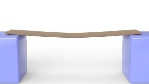 Abstract bridge plank between blue cubes 3d illustration Stock Illustration