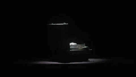 Abstract Briefcase Full of Money Stacks Turns Under Spotlight in Dark Room Stock Footage 208801838