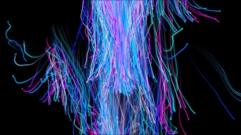 Abstract bright art background of falling neon lines like a disco rainbow Stock Footage 125218543