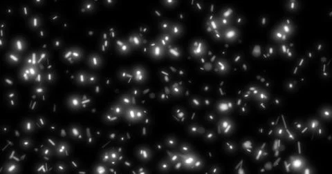 Abstract bright background of flying white glowing light fire sparks from a.. Illustrazione stock