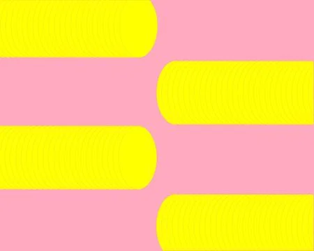 Abstract bright background of the large volume of yellow tubes on pink backgr Stock Illustration