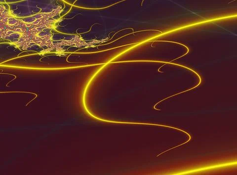 Abstract bright background of yellow glowing and black lines on purple Stock Illustration