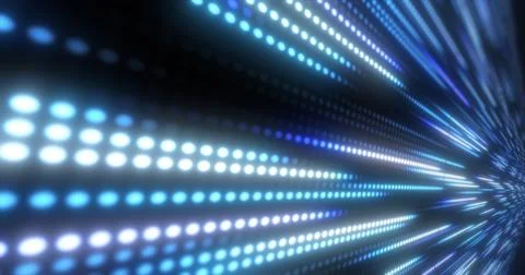 Abstract bright blue background pattern of flying circles of dots and glowi.. イラスト素材