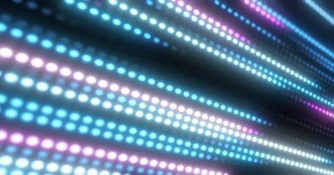 Abstract bright blue background pattern of flying circles of dots and glowing Stock Illustration
