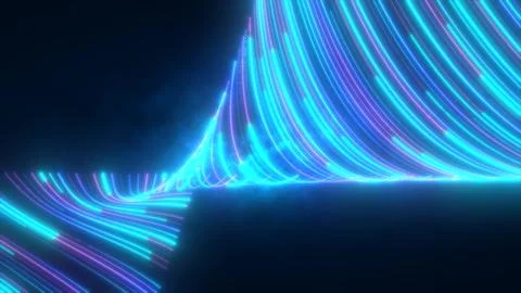 Abstract bright blue glowing flying waves from twisted lines energy magical.. Stock Illustration