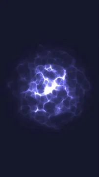Abstract bright blue plasma formation glowing at the center of a dark backgro Illustrazione stock