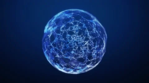 Abstract bright blue plexus sphere background. The appearance and disappearance Stock Footage 154578758