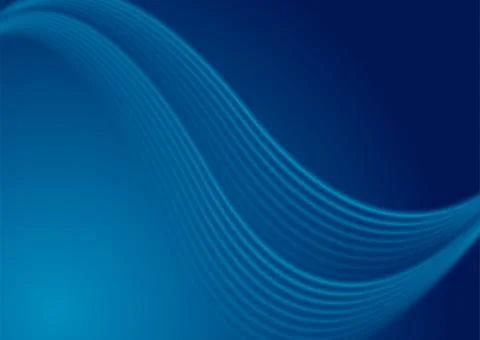 Abstract bright blue smooth linear waves minimal elegant background Stock Illustration